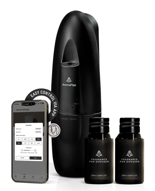 AromaPlan 5-Star Collection plug-in diffuser with black finish and 2 fragrances included