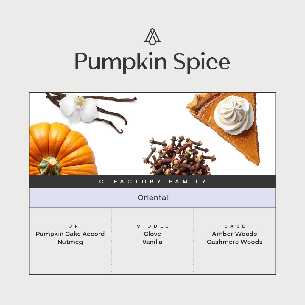 Close-up of pumpkin spice fragrance notes: pumpkin, vanilla, nutmeg, clove