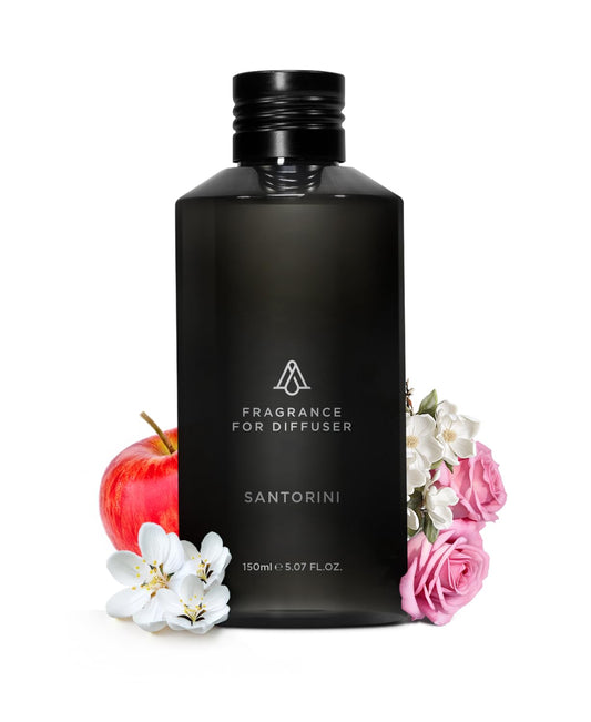 AromaPlan Santorini luxury diffuser oil bottle – 150ml front view