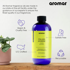 Made in USA label on AROMAR Premium Fragrance Oil bottle