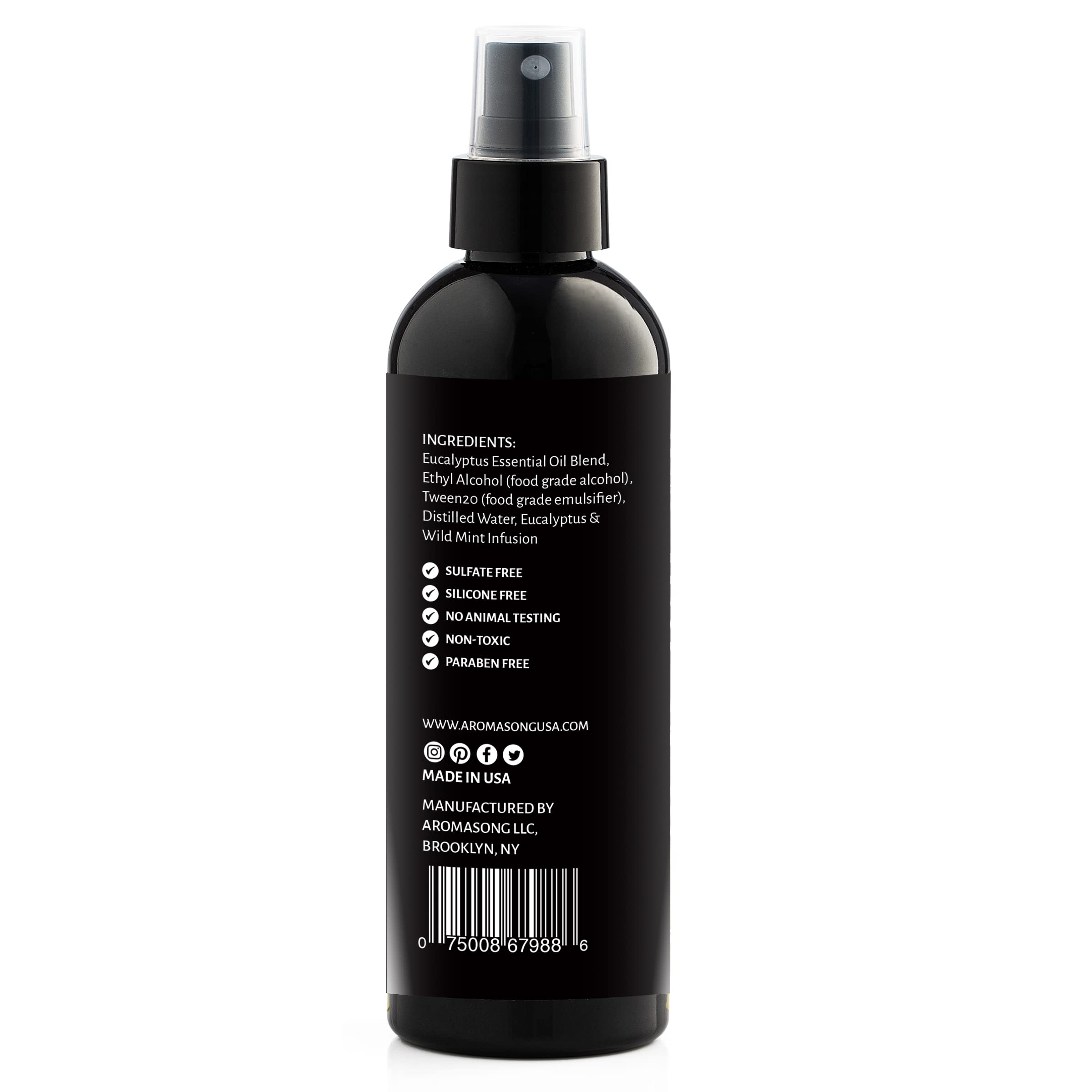 Front view of Aromasong Eucalyptus & Wild Mint Pillow Spray