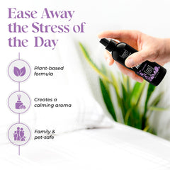 Portable travel bottle of Aromasong Lavender Pillow Spray in a bag