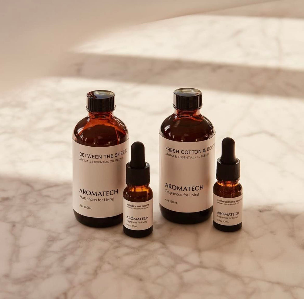 Made in USA AromaTech bottle and packaging for Fresh Cotton & Bergamot