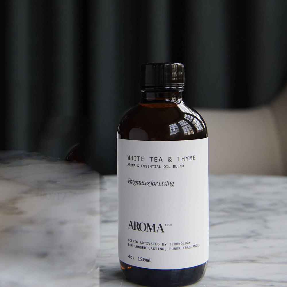 Assorted AromaTech diffuser oil bottles on display