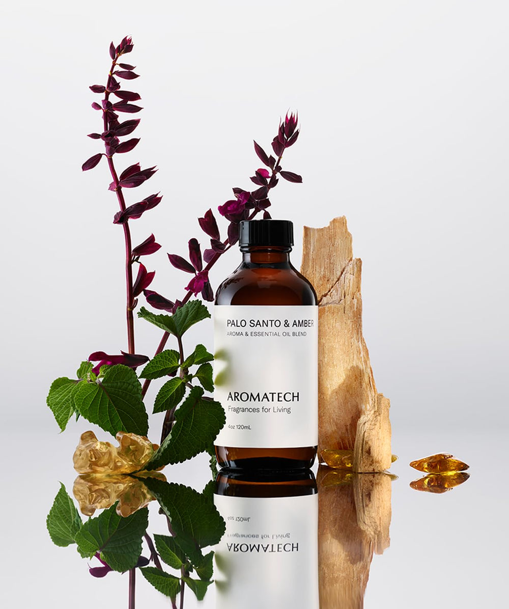 AromaTech Palo Santo & Amber bottle with diffuser scene