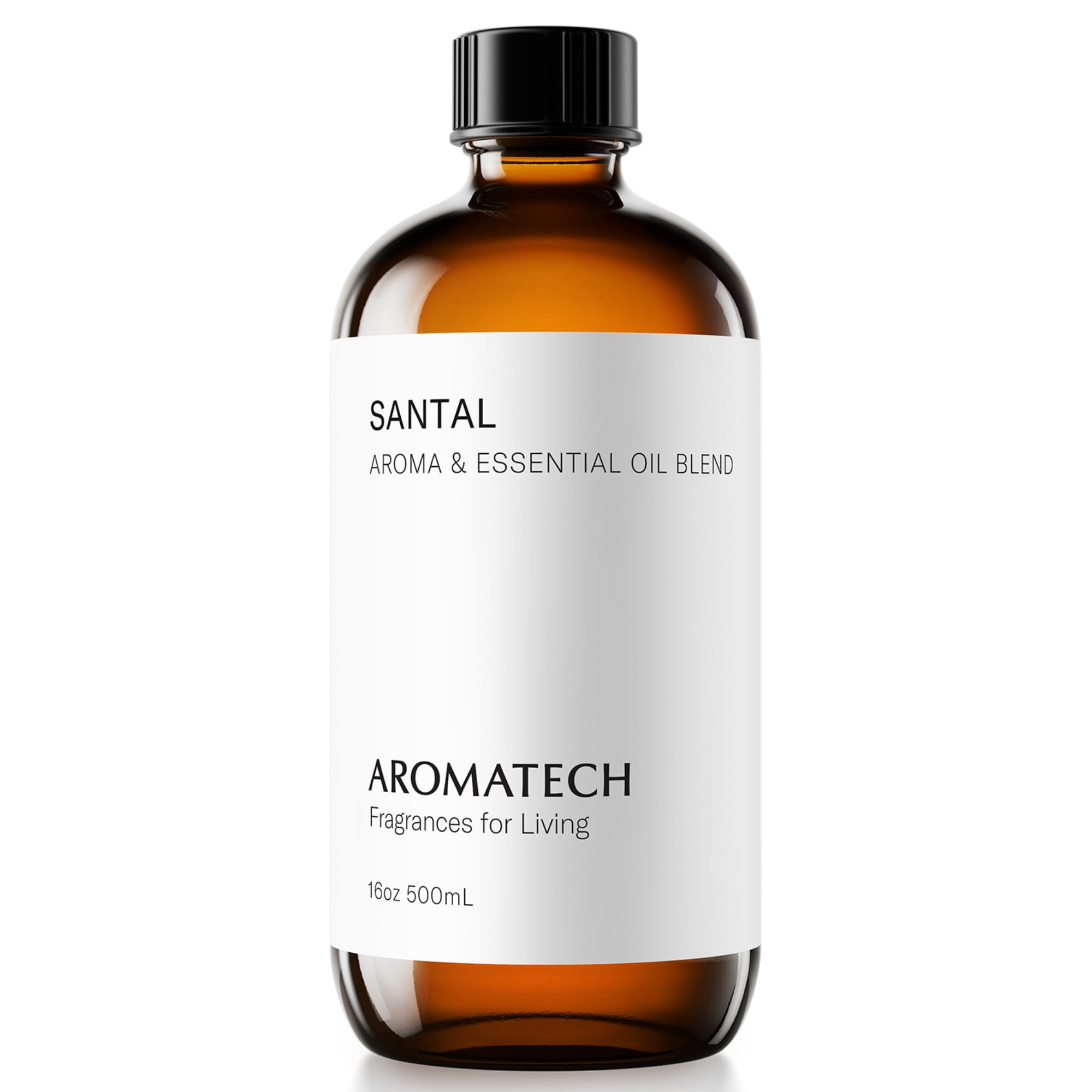 AromaTech Santal essential oil bottle 16 oz with amber glass and label