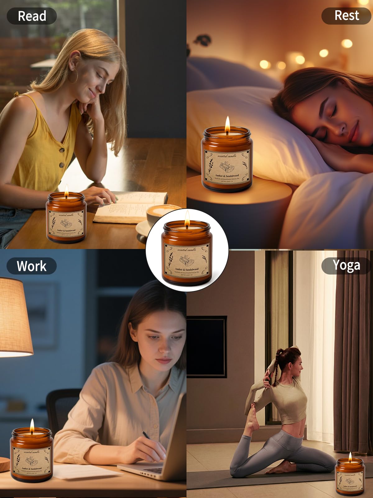 Aromatherapy candle for bath, yoga, and workspace