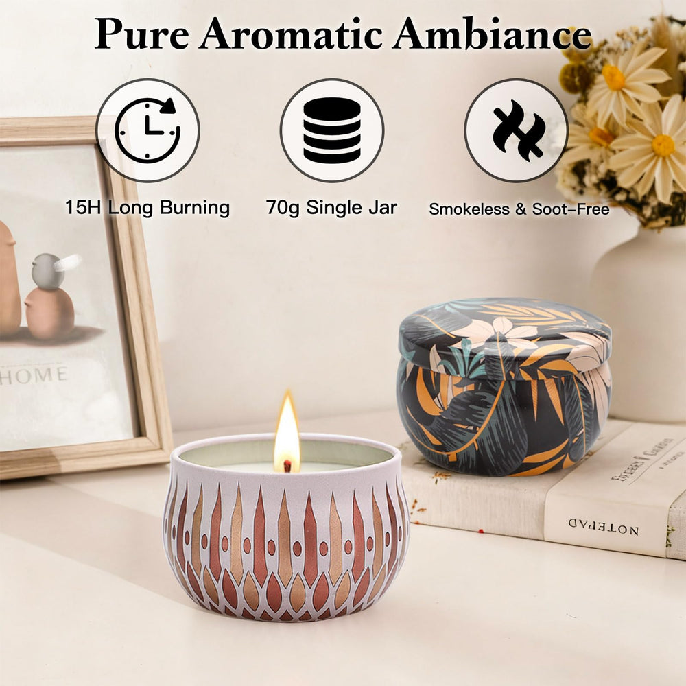 Aromatherapy candle set showcasing natural plant-based fragrances