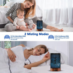 Life Tree Diffuser displaying 7-color LED night light