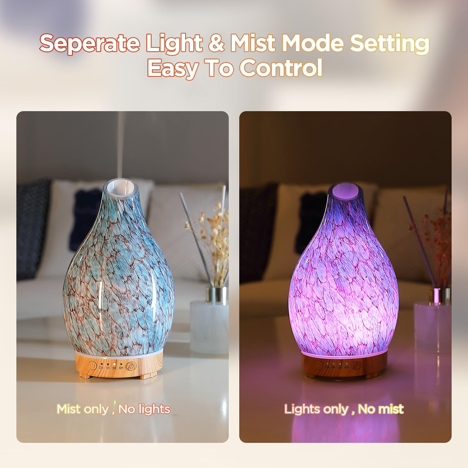 Auto shut-off timer settings on diffuser (1, 3, 6 hours)