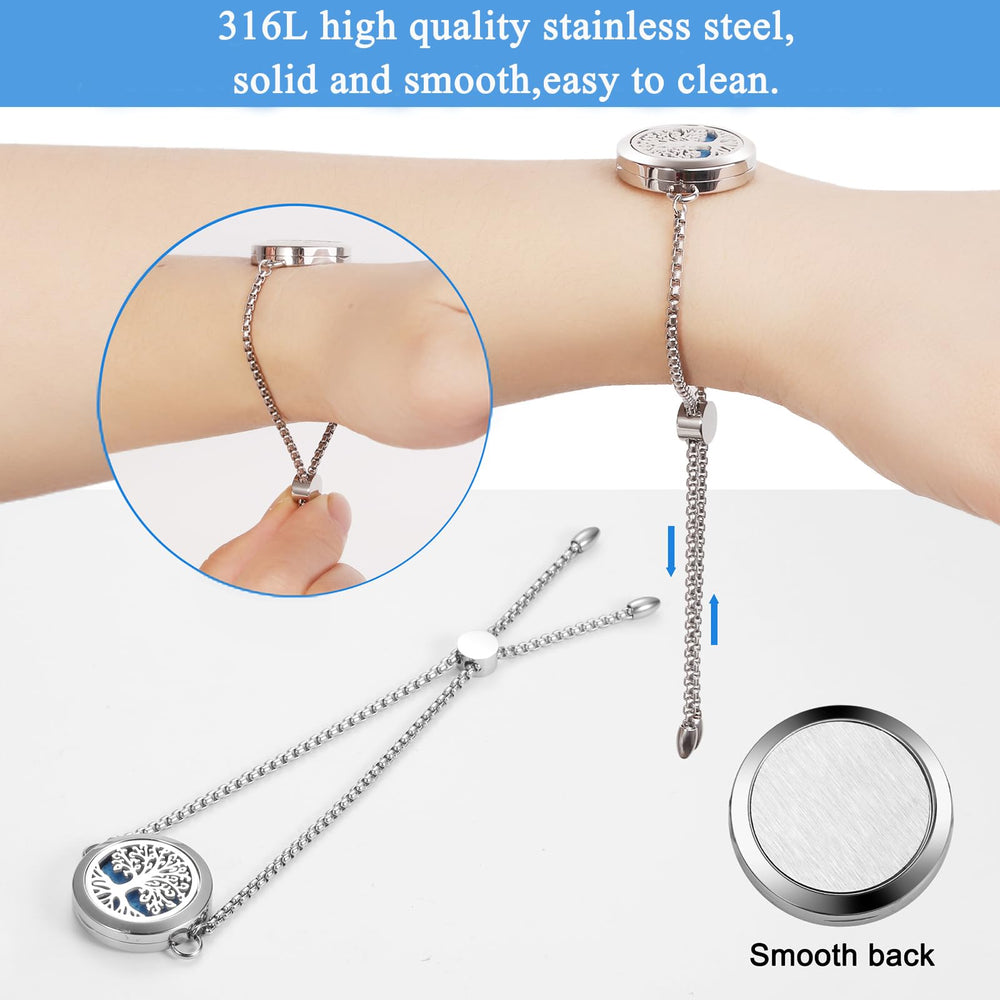 Adjustable stainless steel link bracelet in silver