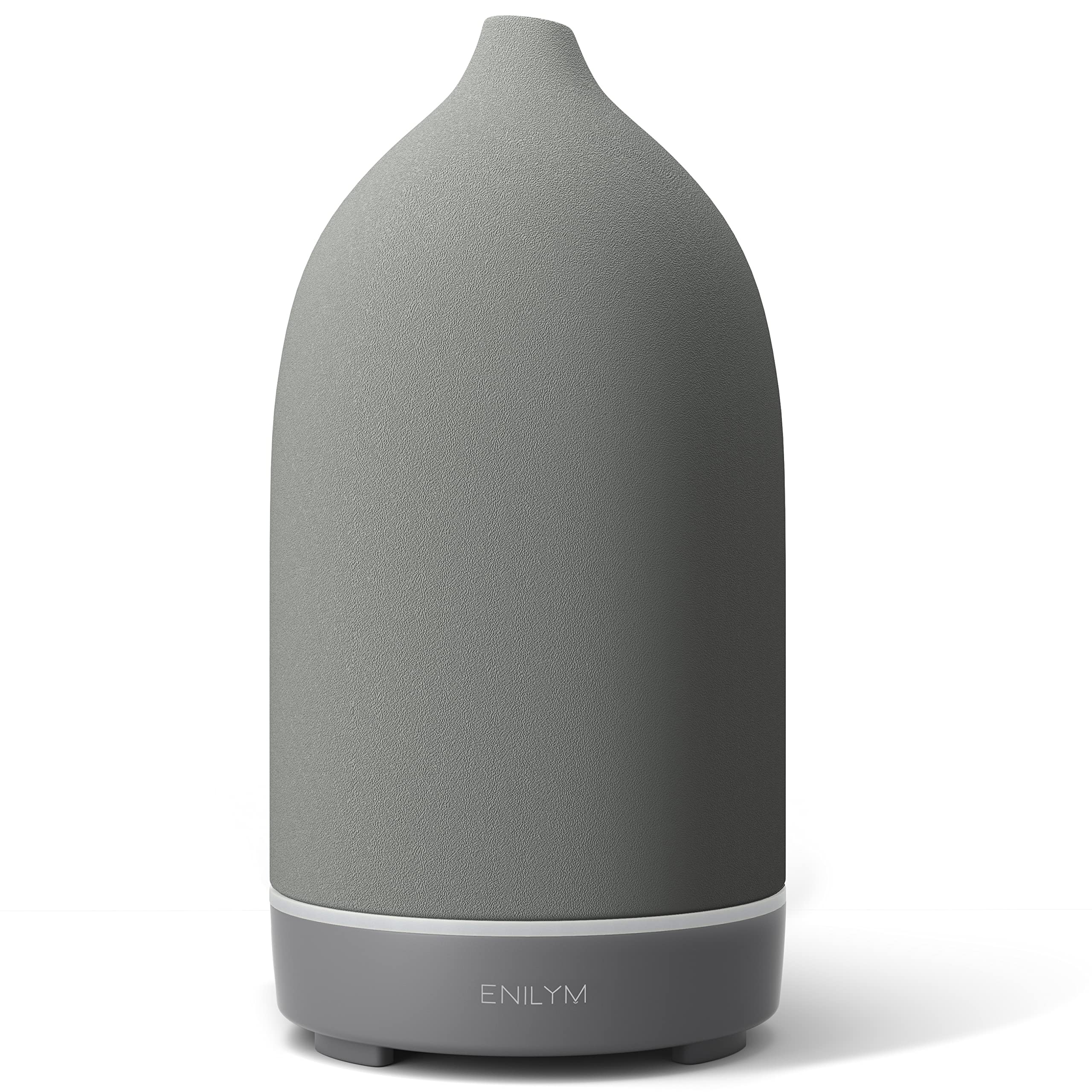 Aromatherapy essential oil diffuser in grey ceramic with 9-color mood light
