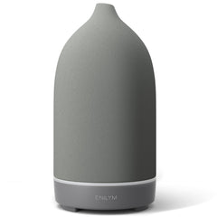 Aromatherapy essential oil diffuser in grey ceramic with 9-color mood light