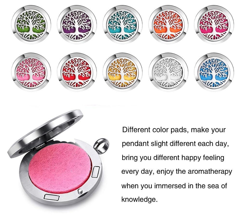 Diffuser necklace with removable felt refill pads and chain