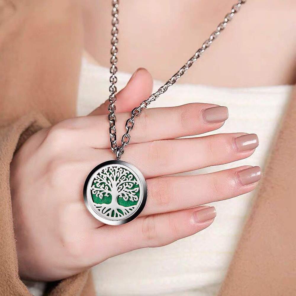 Lifestyle shot of wearing the aromatherapy diffuser necklace