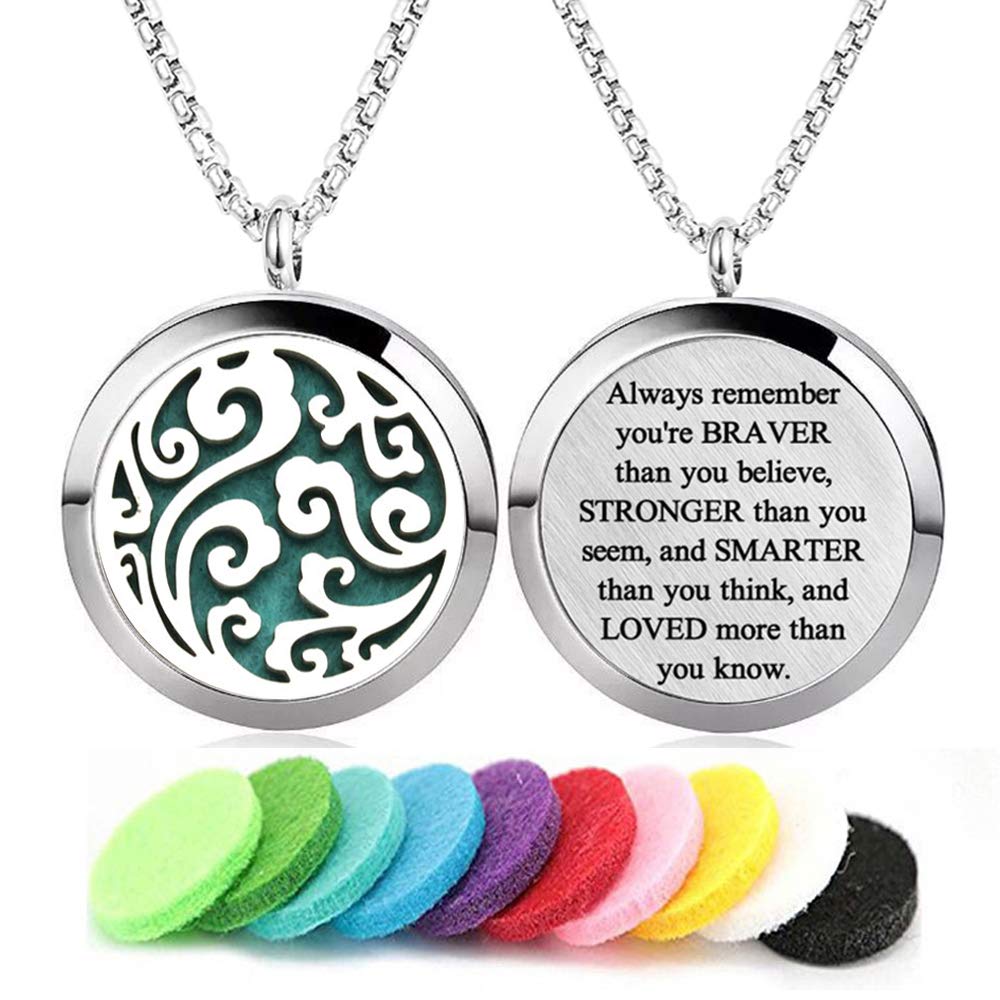 Cloud pattern stainless steel diffuser necklace close-up
