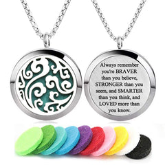 Cloud pattern stainless steel diffuser necklace close-up