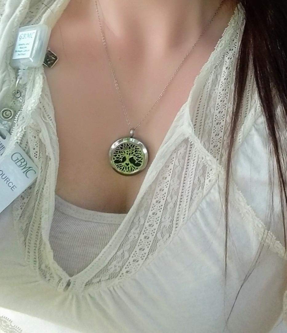 Back view of diffuser necklace highlighting secure closure
