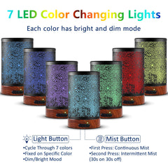 Close-up of electric cool mist diffuser with sea-inspired metal cover