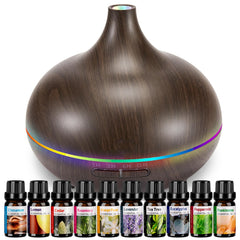 Aromatherapy diffuser with dark wood grain finish