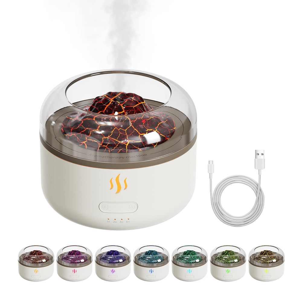 Volcano-shaped aromatherapy diffuser with ambient LED light