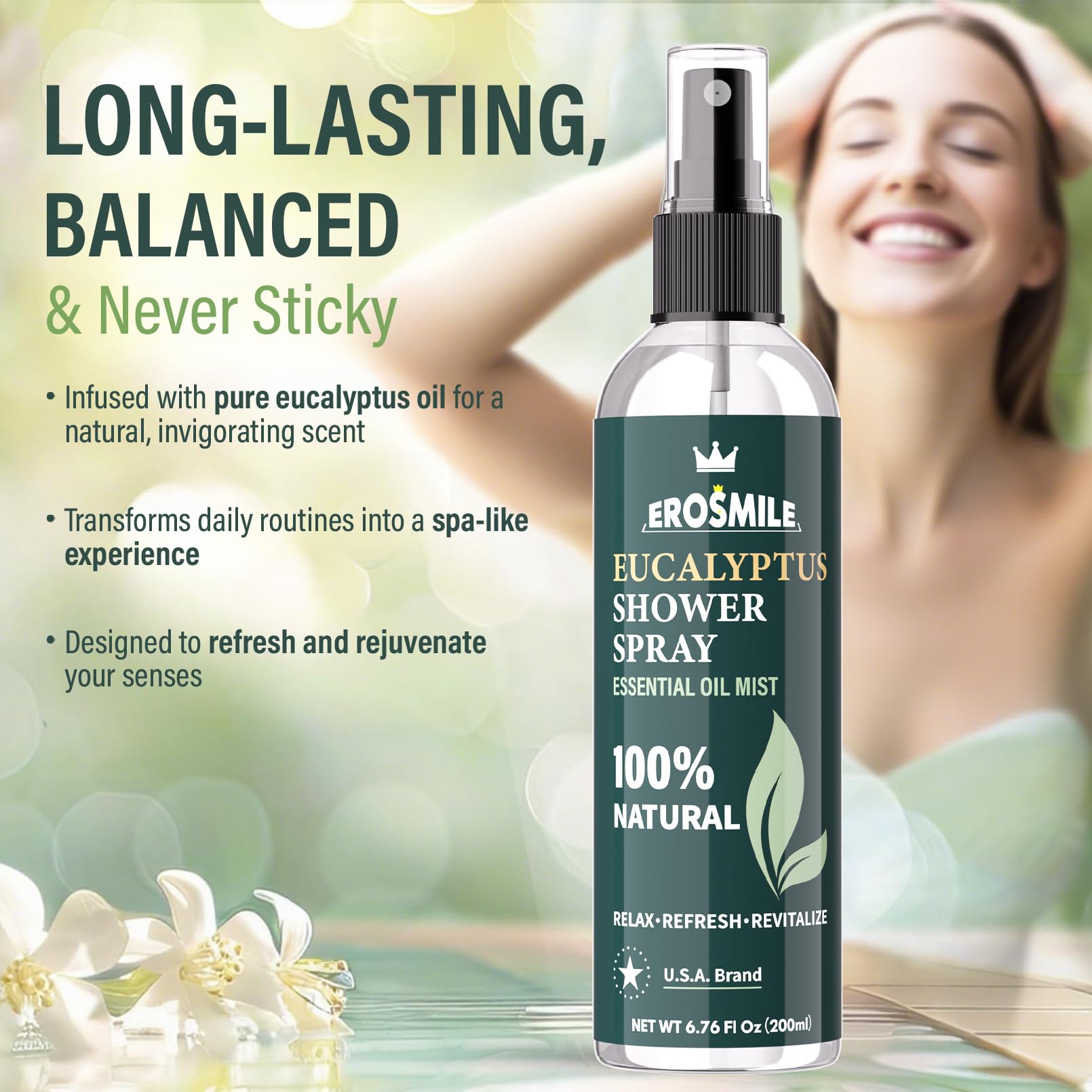 Aromatherapy eucalyptus shower spray for spa vibe