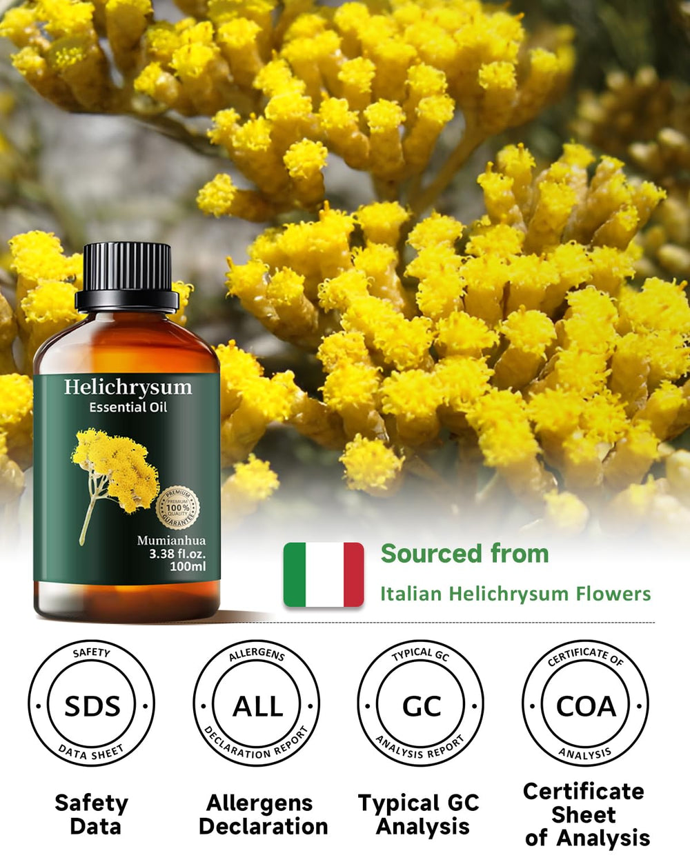 Aromatherapy setup with Helichrysum essential oil