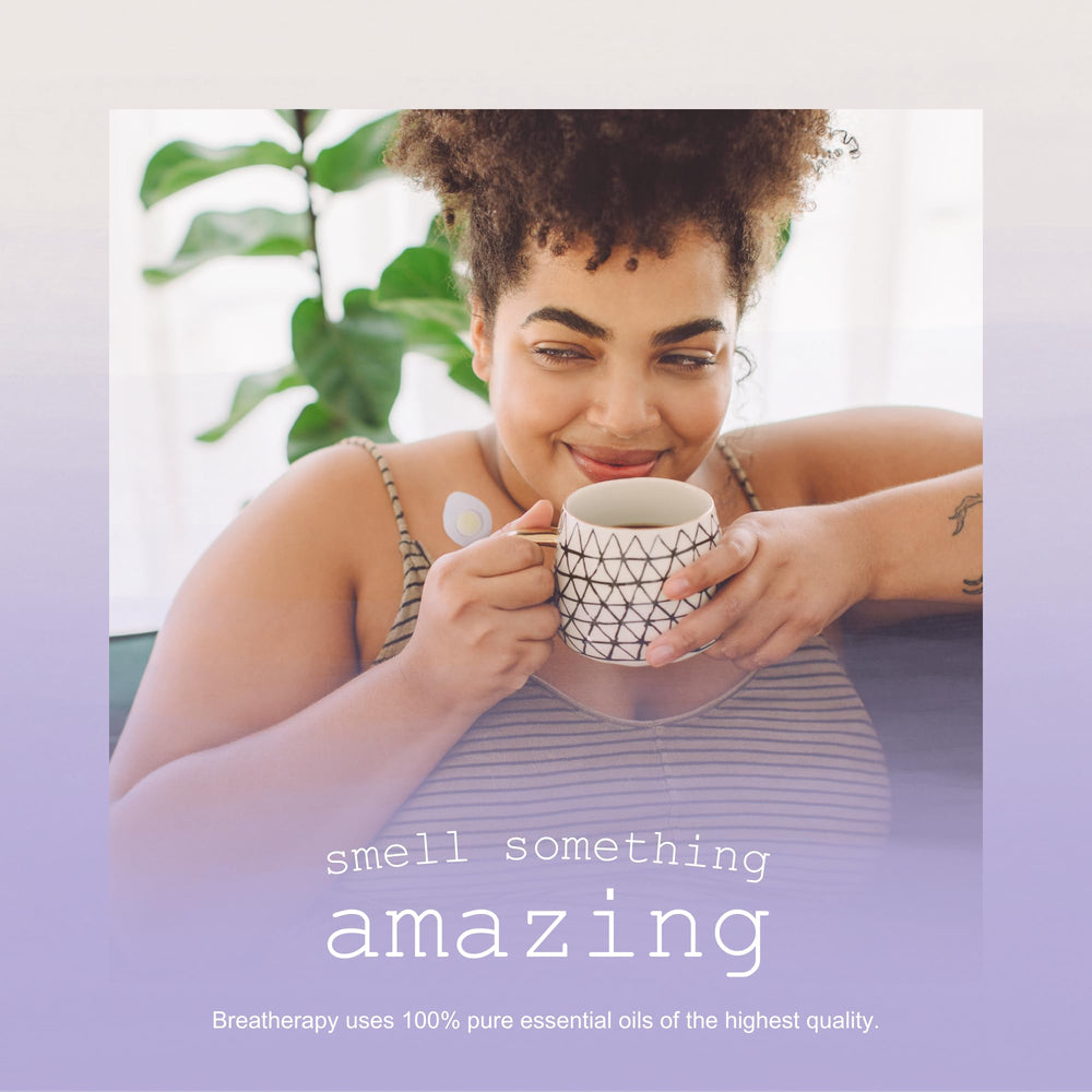 Worn lavender essential oil aroma patch on skin