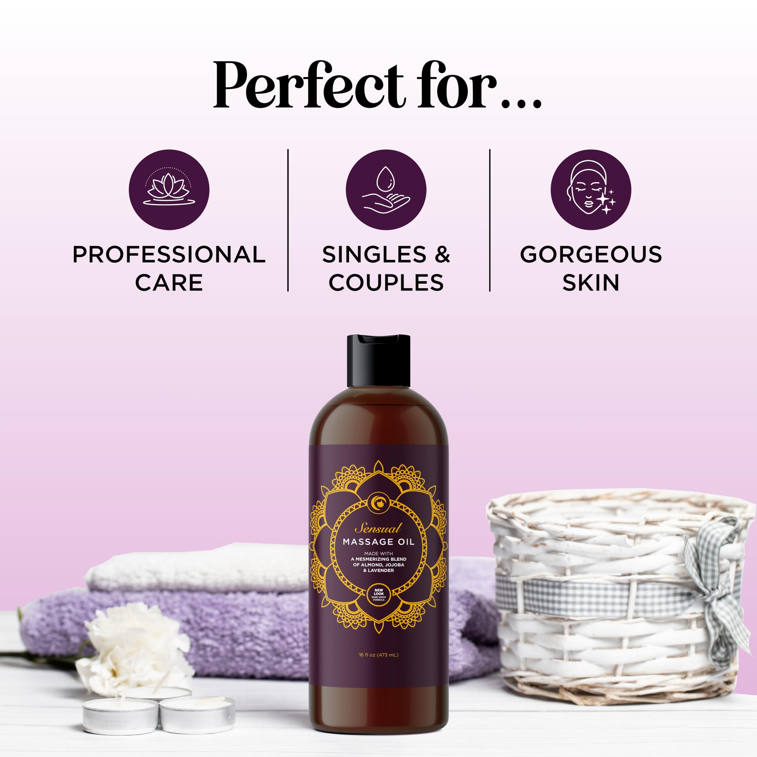 Close-up of lavender infused massage oil bottle