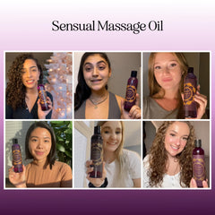 Massage oil bottle with almond oil and lavender background