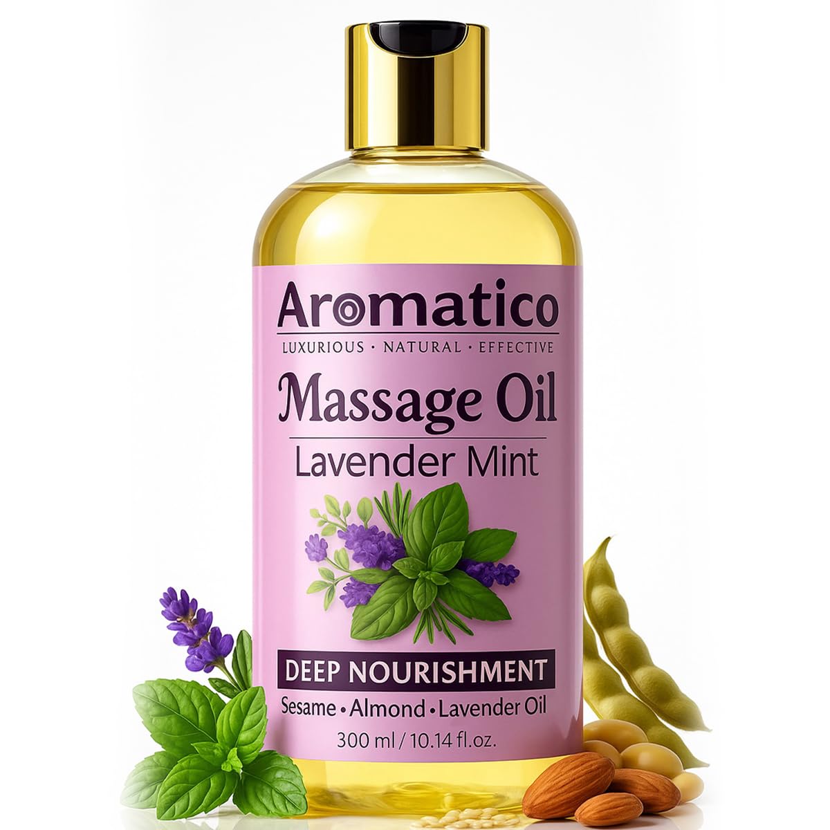 AROMATICO Lavender Mint Massage Oil bottle – 10 oz