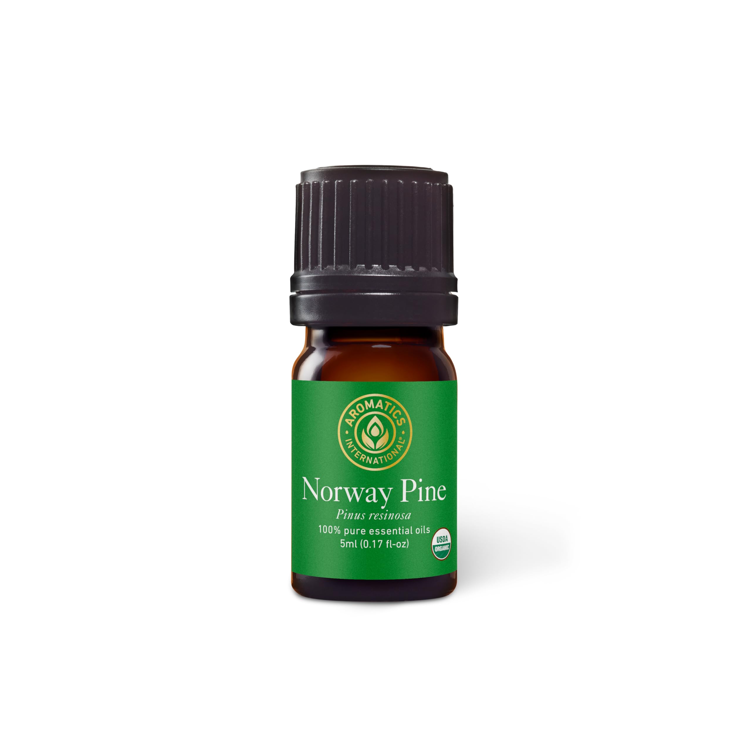 Amber glass bottle of Norway Pine essential oil with dropper