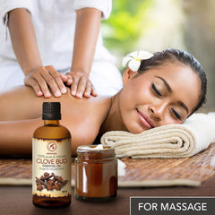 AROMATIKA Clove Bud Oil diluted in carrier oil supports massage-ready aroma.