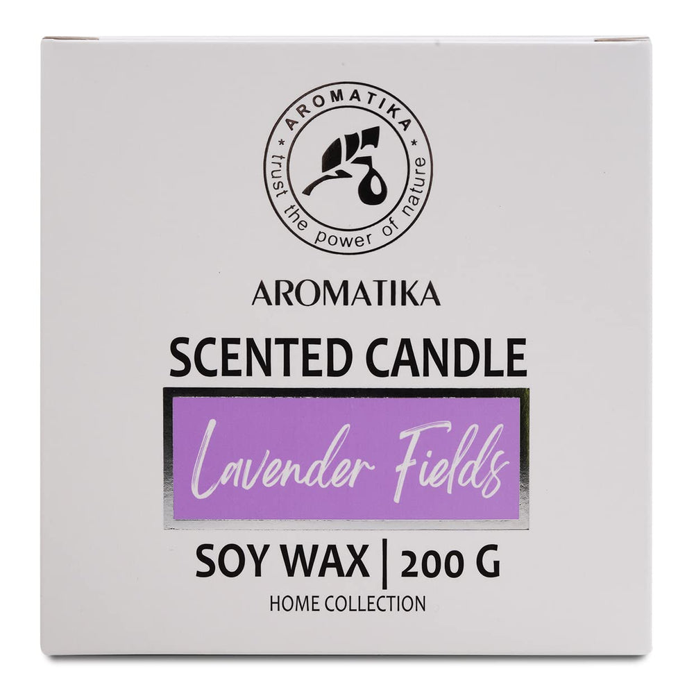 AROMATIKA Lavender Fields wick detail shows cotton wick for steady burn.