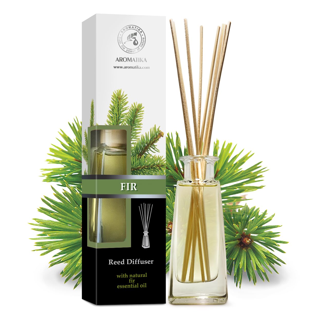 AROMATIKA Pine Reed Diffuser liquid ensures continuous fresh air and pleasant aroma.