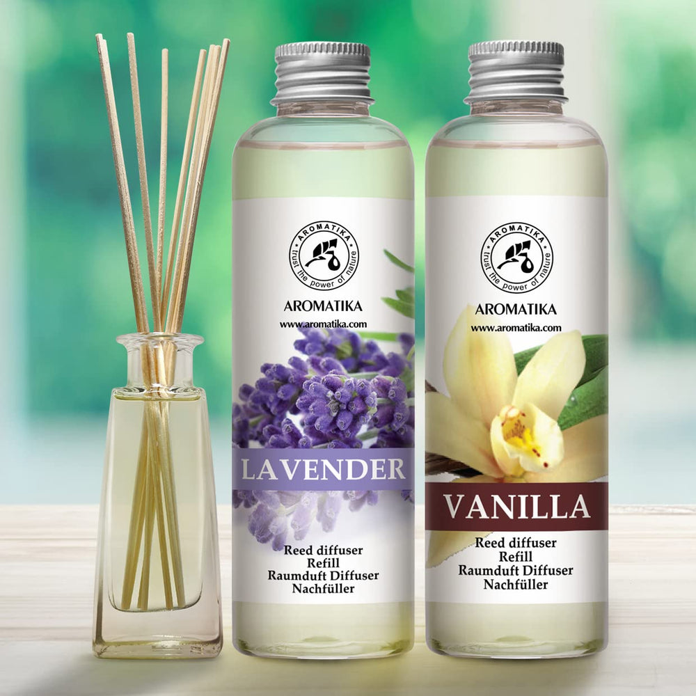AROMATIKA reed diffuser oil refill packaging for convenient replacement
