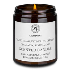 AROMATIKA scented candle soy-wax 150g label-view promises longer-lasting fragrance.