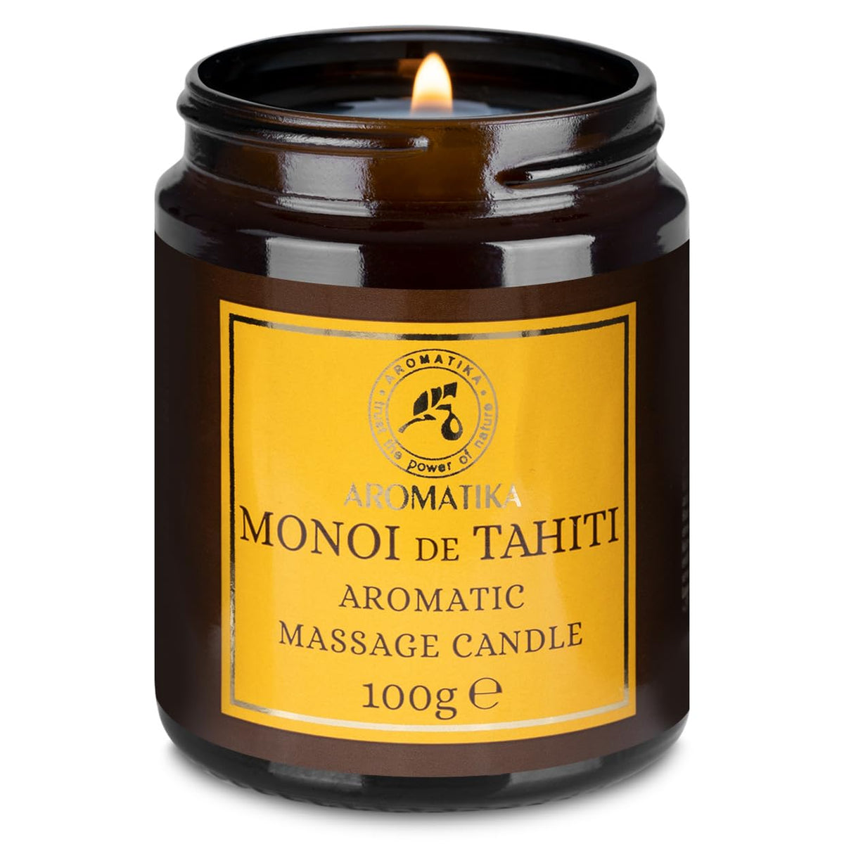 AROMATIKA Scented Massage Candle Monoi de Tahiti candle-lit glow for relaxing aromatherapy ritual