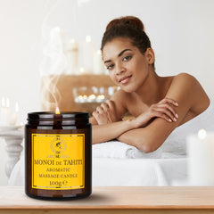 AROMATIKA Scented Massage Candle Monoi de Tahiti coconut almond oils nurture skin and radiance