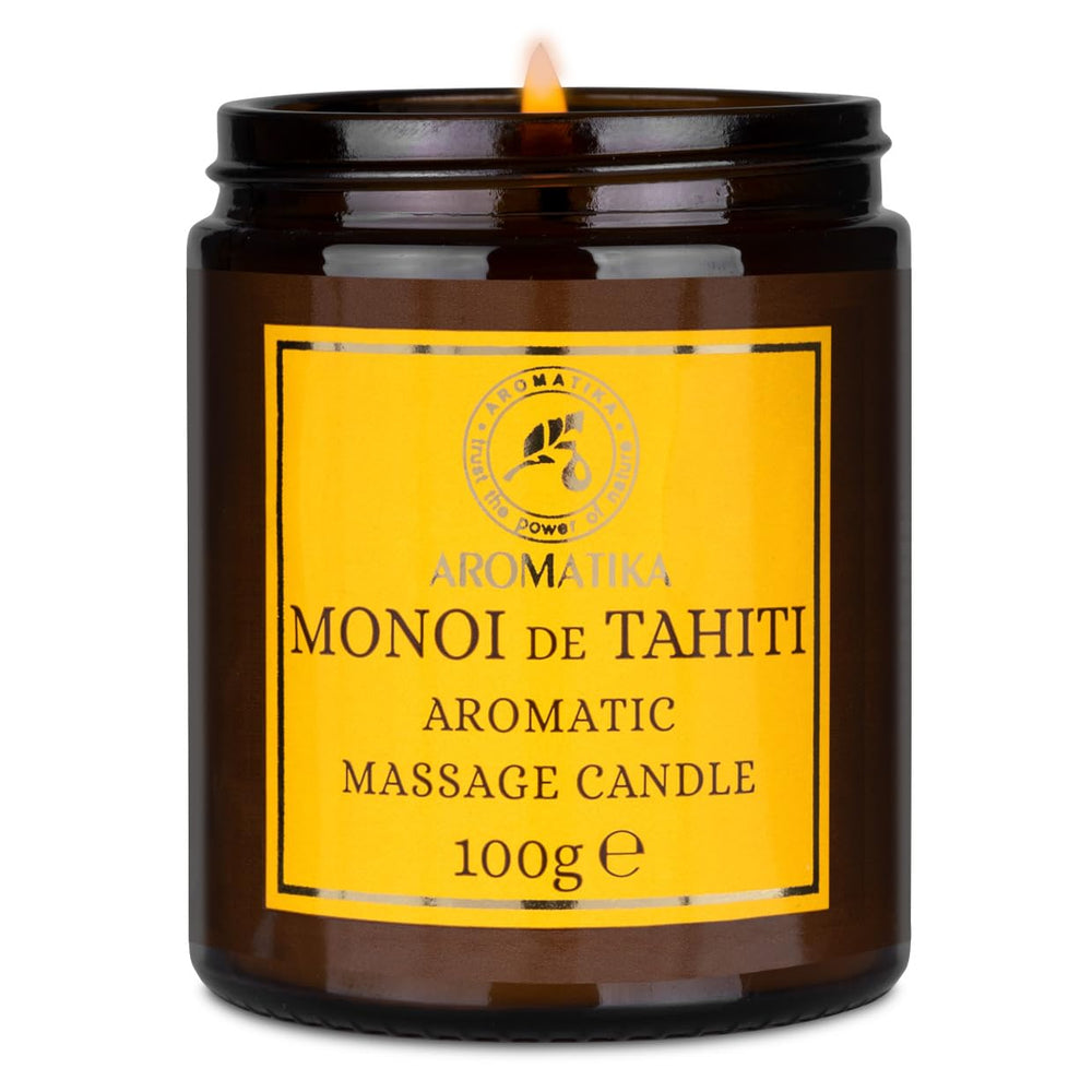AROMATIKA Scented Massage Candle Monoi de Tahiti warm-wax pour supports soothing massage prep