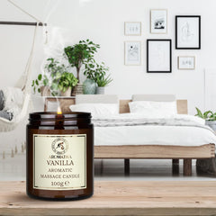 AROMATIKA Scented Massage Candle Vanilla provides a relaxing moment with natural oils for the skin.