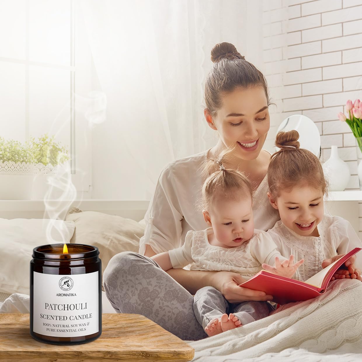 AROMATIKA Patchouli candle 150g shows durable glass jar