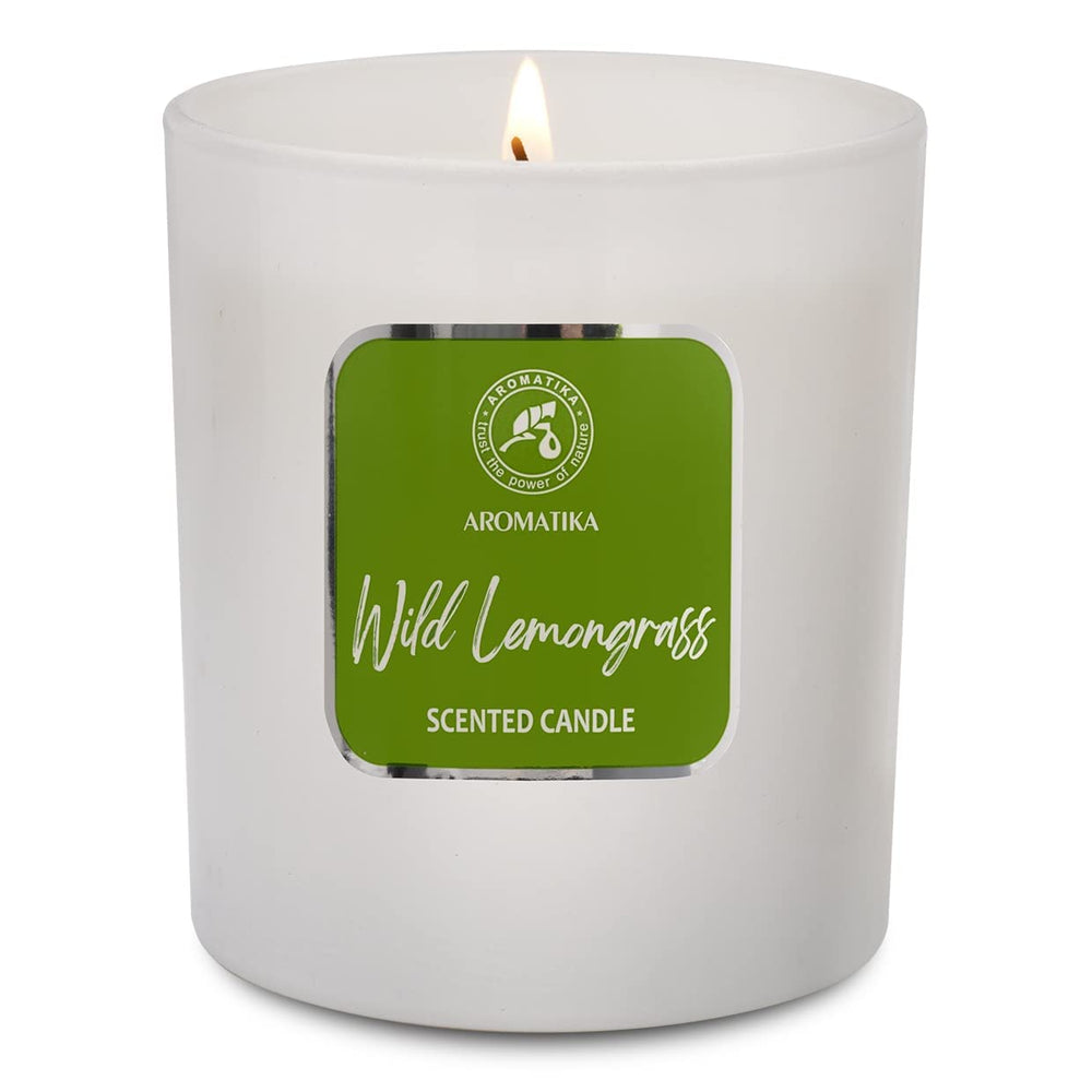 AROMATIKA soywax lemongrass candle burn time up to 45 hours