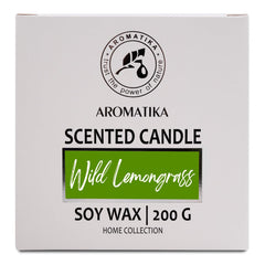 AROMATIKA soywax lemongrass candle showing lemongrass scent note