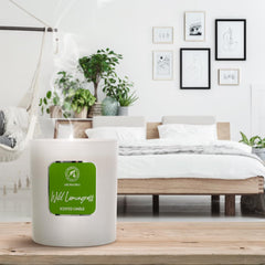 AROMATIKA soywax lemongrass candle in a cozy living room setting