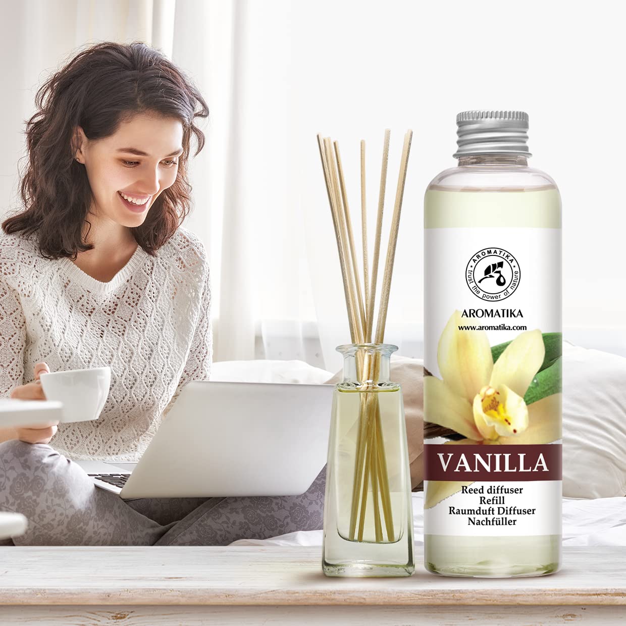 AROMATIKA Spa bathroom diffuser scene for a relaxing at-home mood