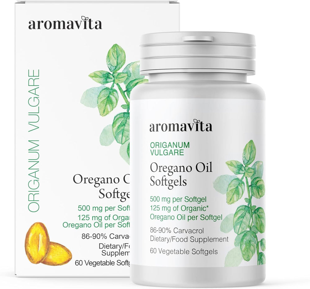 AROMAVITA Oregano Oil Capsules 60 Softgels bottle on white