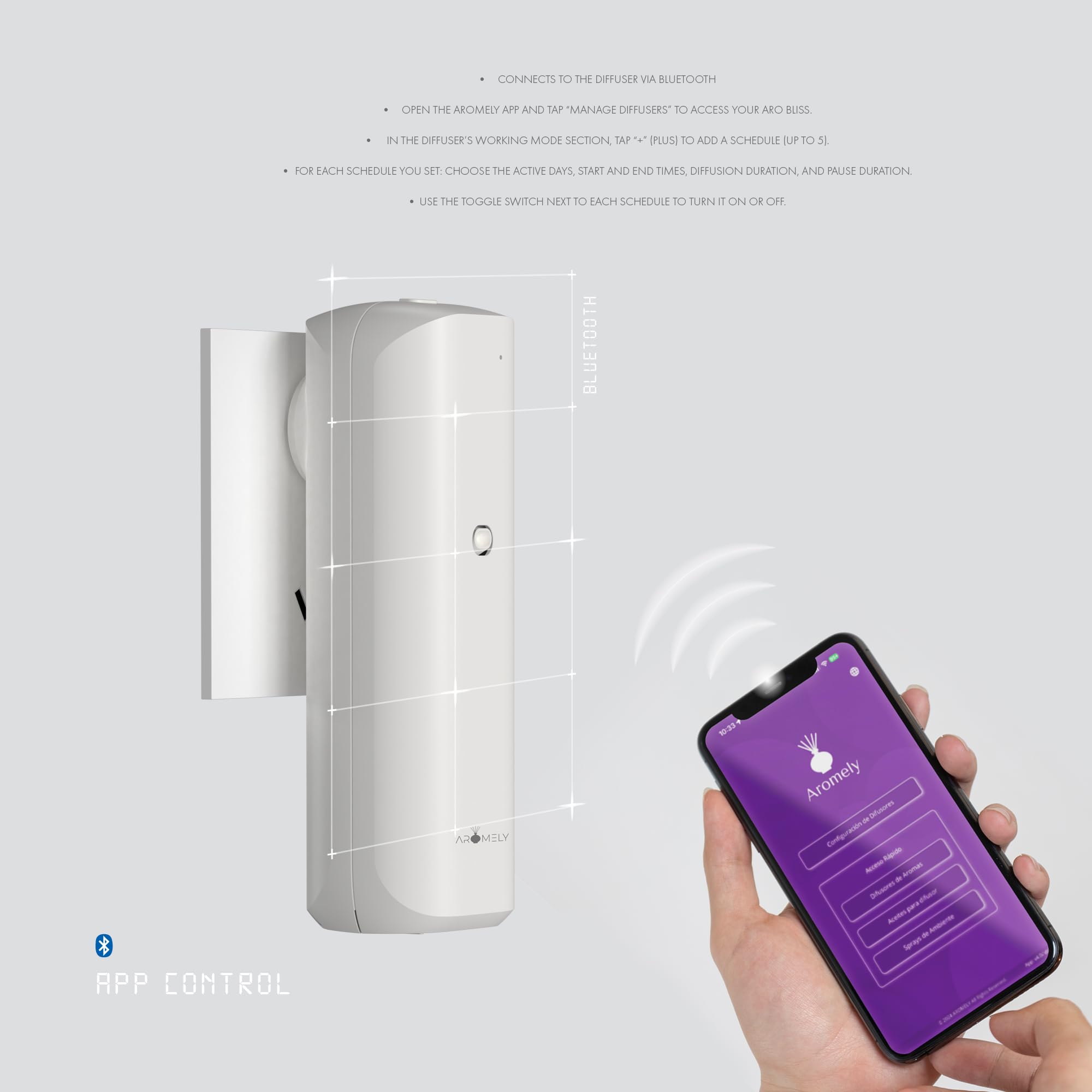 Elegant diffuser design suited for bathrooms and small offices