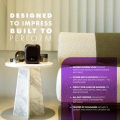 AROMELY coverage up to 1500sqft image shows broad scent reach for homes or offices.