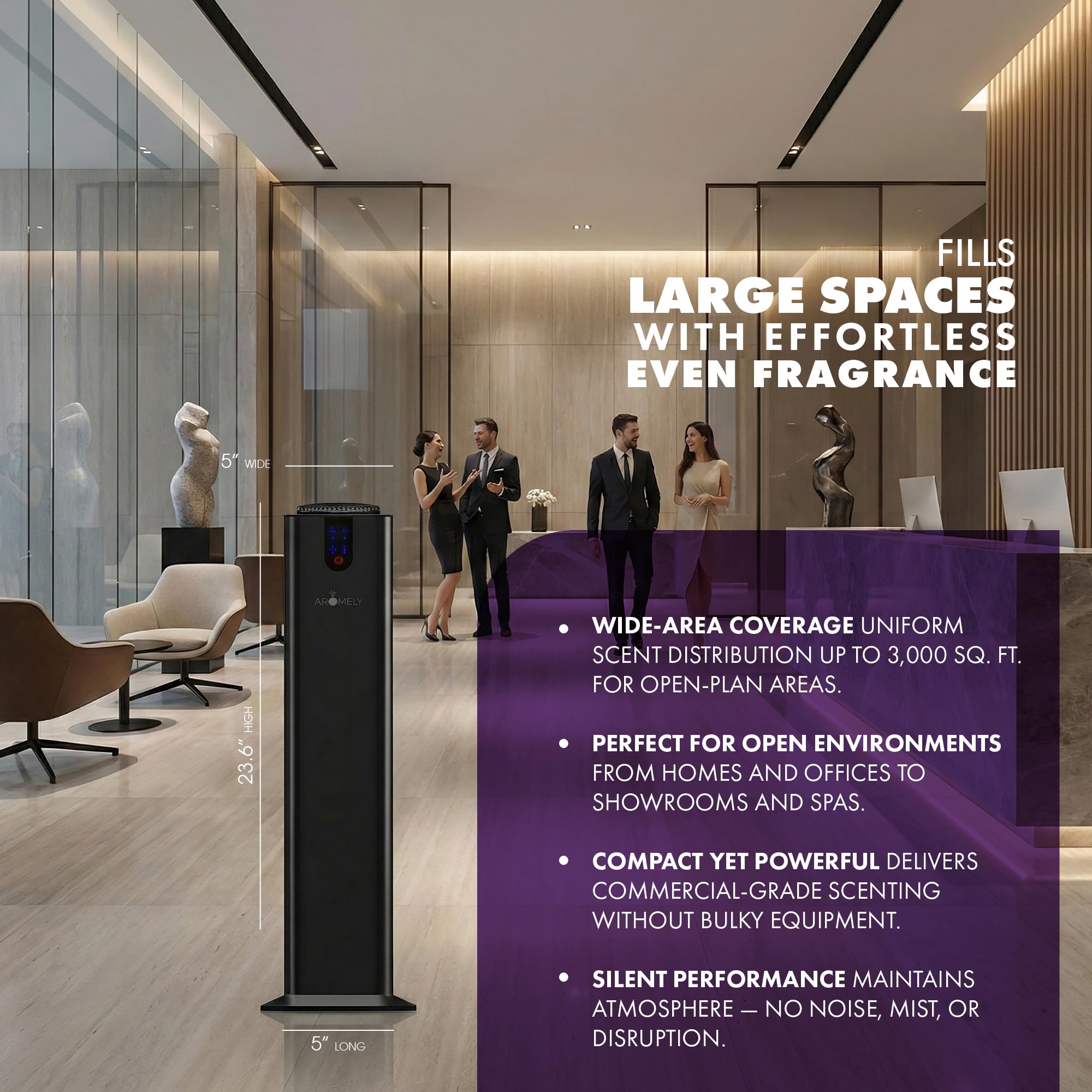 AROMELY office setting with the diffuser filling shared space with balanced aroma
